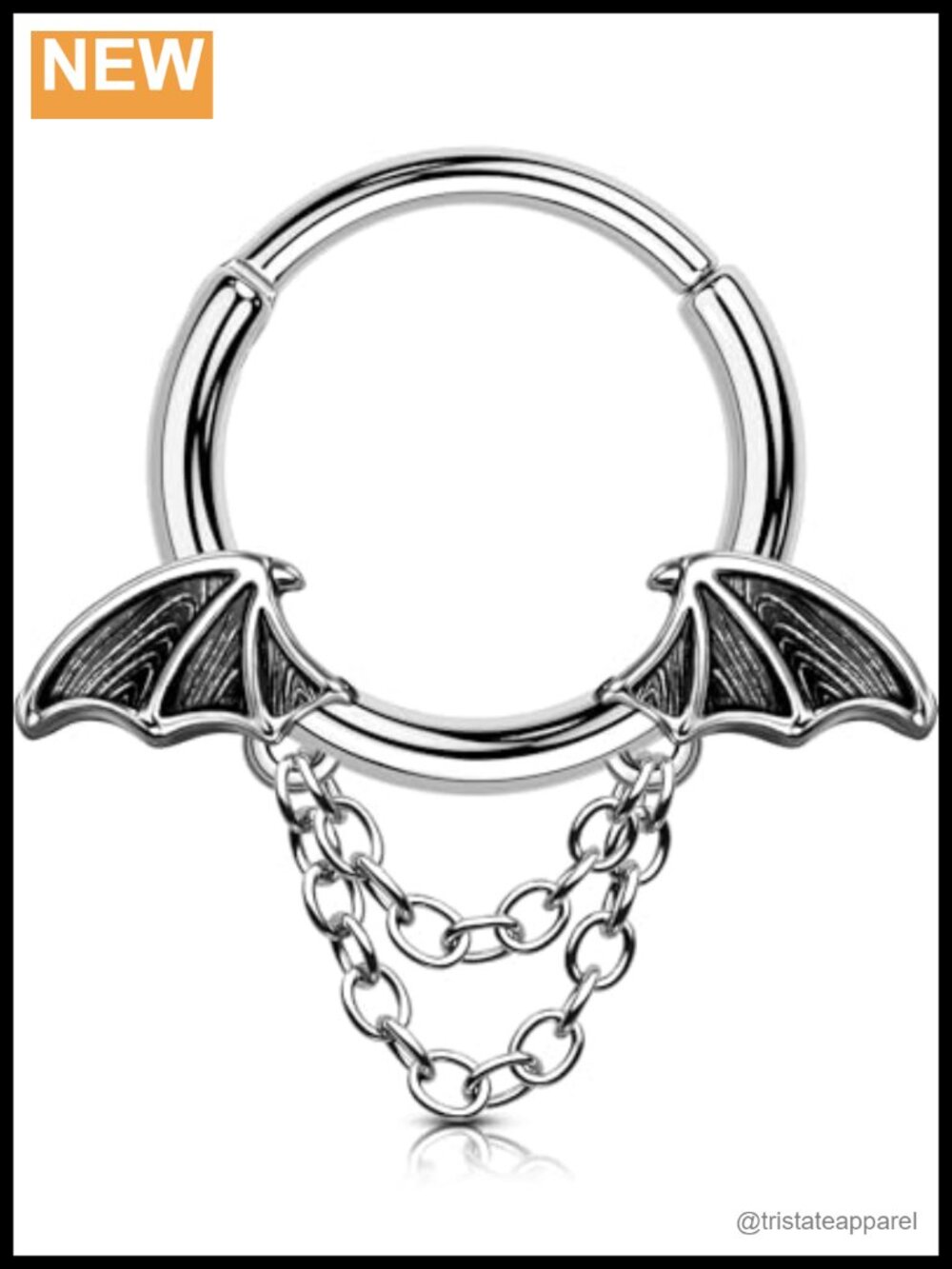 16G Stainless Steel Septum Ring Bat Wing Chain Gothic Piercing Jewelry
